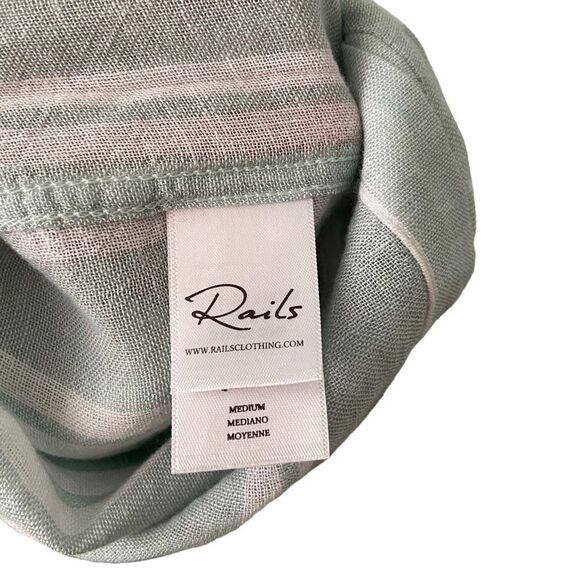 Rails Juniper Stripe Charli Front Button Sheer Shirt in Size Medium - Picture 9 of 11